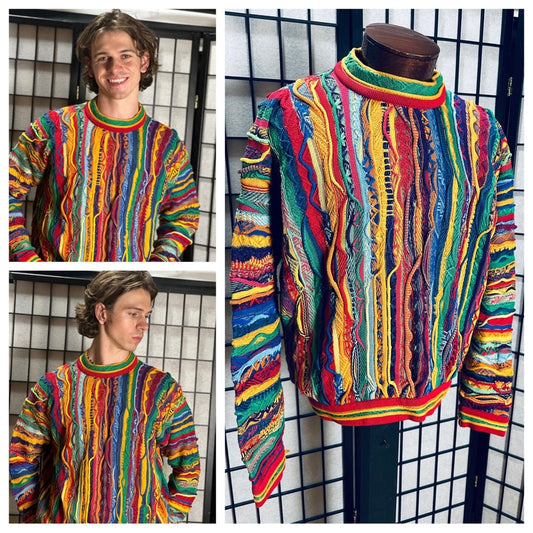 Wow!! Vintage 90s Classic Coogi 100% Mercerized Cotton Cable Knit Sweater