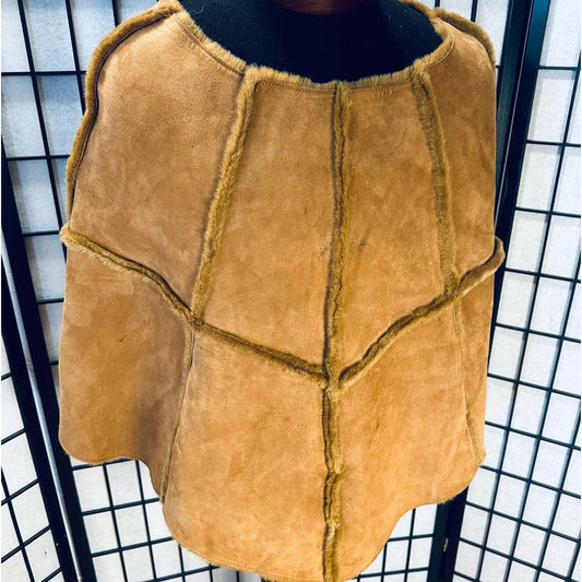 Ugg Suede Leather Shearling Acrylic Lined Poncho