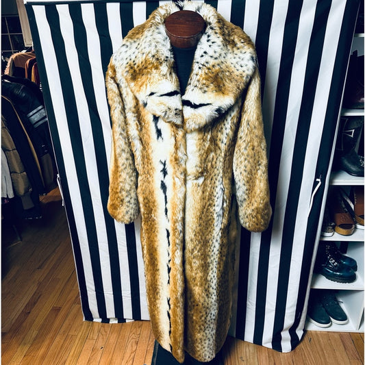 Pamela McCoy Full Length Bobcat Lynx Faux Fur Coat