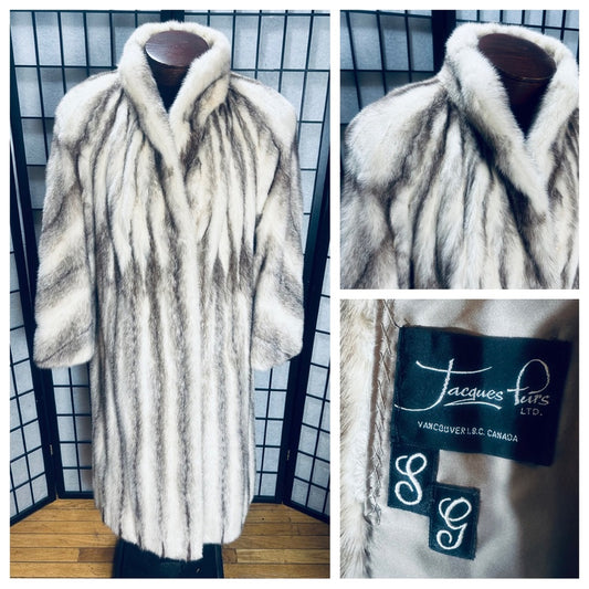 Jacques Furs Vancouver Vintage Full Length Luxury Black Cross Mink Fur Coat