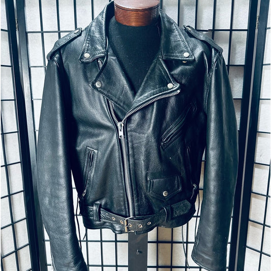 LA Roxx, Hollywood Vintage Classic Black Leather Motorcycle Jacket